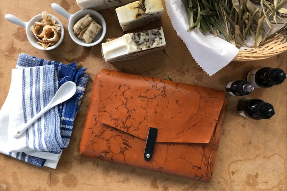 Original MARBLED ZiYA Leather Clutch Bag